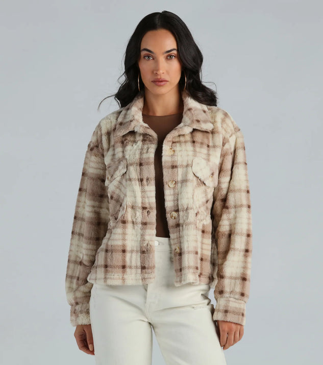 Cozy Days Faux Fur Plaid Shacket Windsor