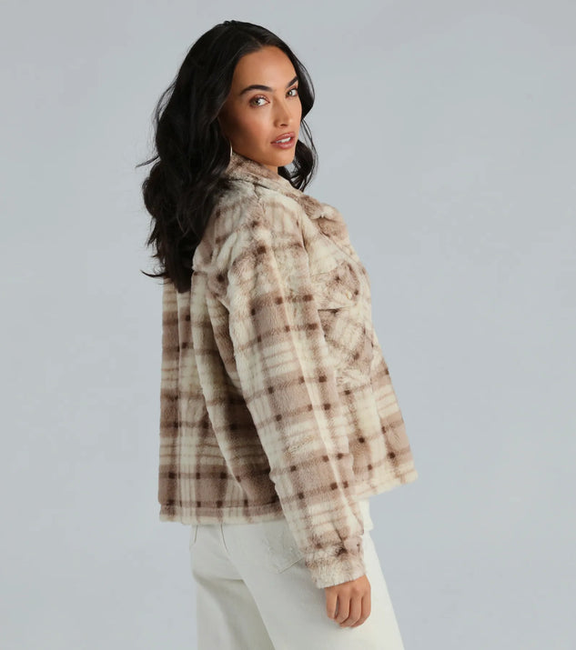 Cozy Days Faux Fur Plaid Shacket Windsor