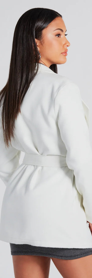 Trending Charm Faux Wool Belted Trench Coat