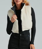 Major Trend Reversible Faux Sherpa Puffer Vest