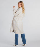 Setting Trends Faux Wool Houndstooth Long Shacket