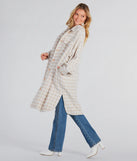Setting Trends Faux Wool Houndstooth Long Shacket