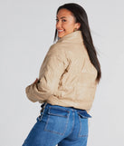 Sleek As Can Be Faux Leather Puffer Jacket