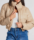 Sleek As Can Be Faux Leather Puffer Jacket