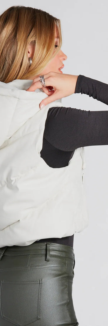 Hit The Slopes Faux Leather Puffer Vest