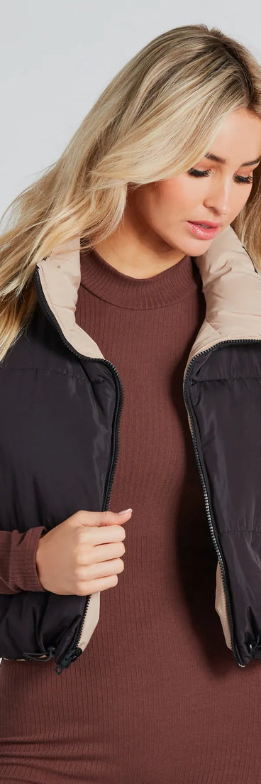 Mood Reversed Crop Puffer Vest