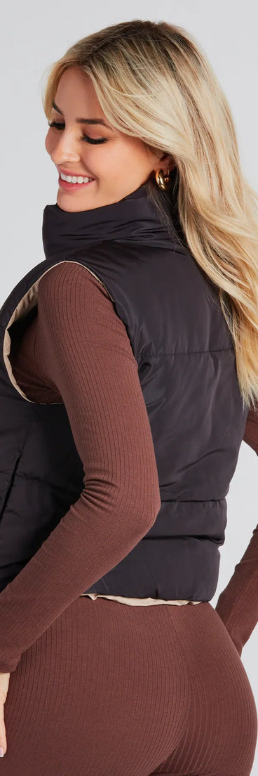 Mood Reversed Crop Puffer Vest