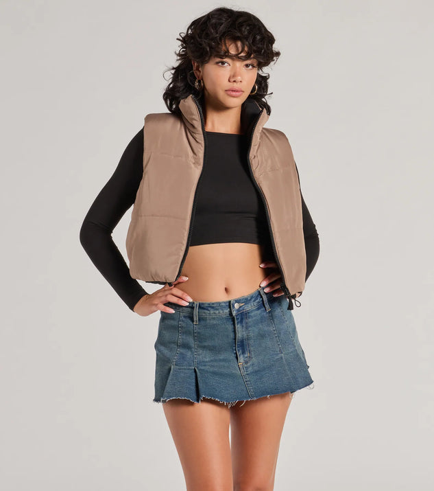 Casual Sleek Reversible Cropped Puffer Vest | Windsor