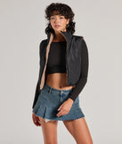 Stay chic this winter with Casual Sleek Reversible Cropped Puffer Vest, a black women's coat perfect for layering. Featuring textured fabric and a trendy fit, this lightweight coat for women transitions effortlessly from cozy everyday wear to formal evening events.