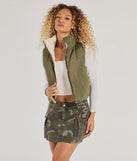 Stay chic this winter with Casual Sleek Reversible Cropped Puffer Vest, a olive women's coat perfect for layering. Featuring textured fabric and a trendy fit, this lightweight coat for women transitions effortlessly from cozy everyday wear to formal evening events.