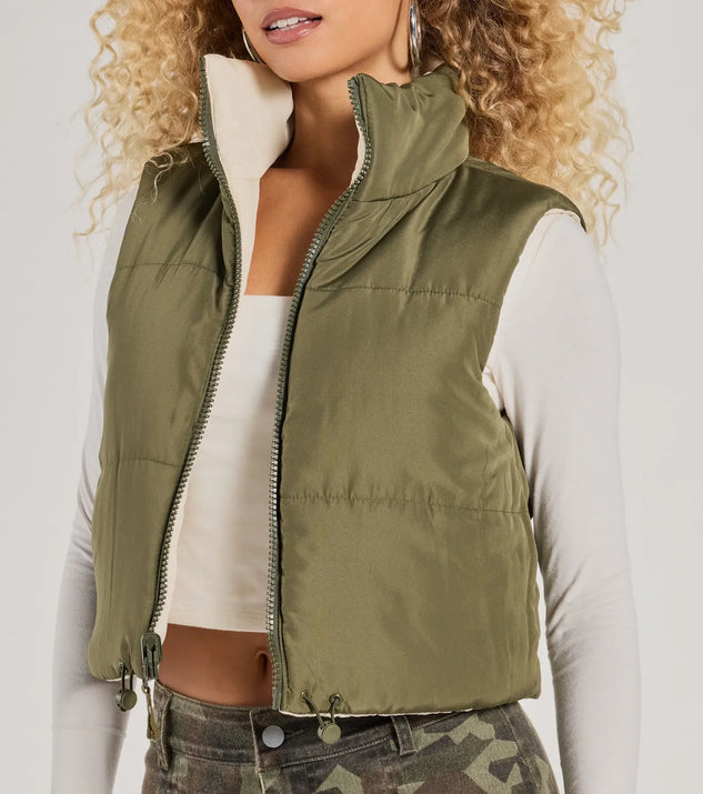 Casual Sleek Reversible Cropped Puffer Vest | Windsor