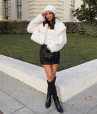 Celebrate in style with this stunning ivory going-out outfit essential, the Layer On The Luxe Faux Fur Cropped Jacket, featuring the latest statement-making details and a glamorous design perfect for any festive 2025 event.