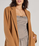 Stay chic this winter with Perfect Chic Faux Wool Trench Coat, a camel women's coat perfect for layering. Featuring textured fabric and a trendy fit, this lightweight coat for women transitions effortlessly from cozy everyday wear to formal evening events.