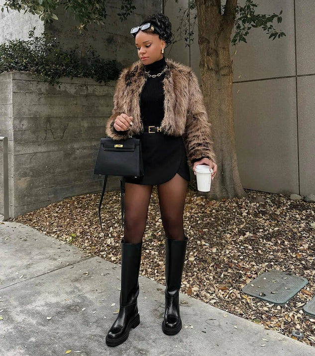 Lumignon tweed fur  jacket【ダークグレー】 Lumignon original ♥ tweed fur snow jacket【ブラック