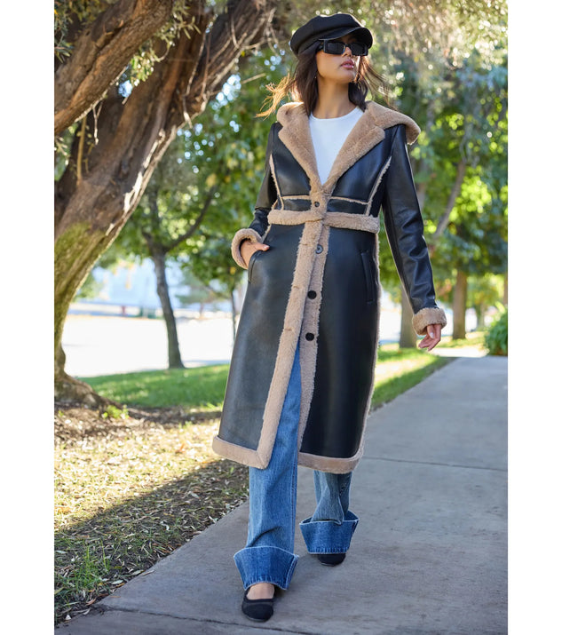 Runway Ready Convertible Faux Leather Trench Coat | Windsor