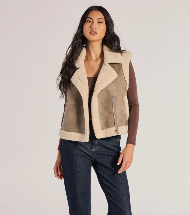 Luxe And Cozy Faux Sherpa Trim Oversized Vest | Windsor Luxe And Cozy Faux Sherpa Trim Oversized Vest | Windsor