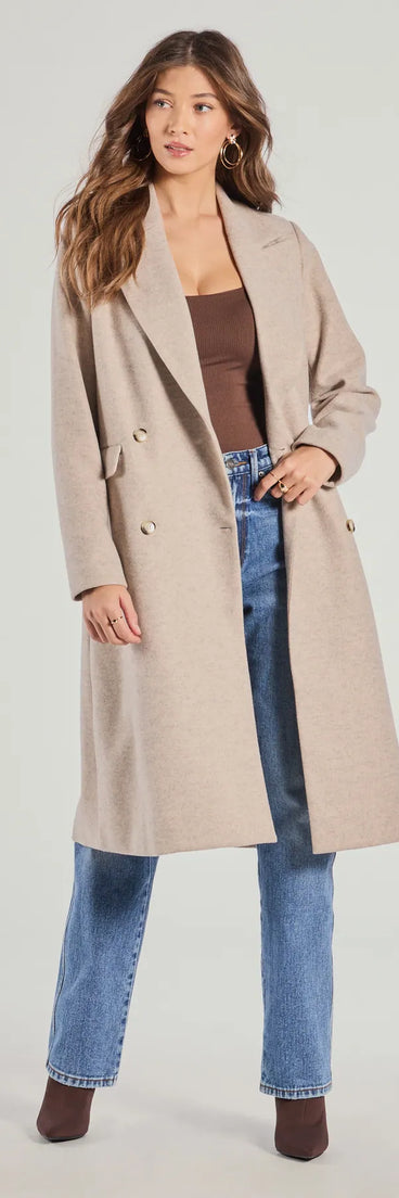 Refined Glamour Oversized Faux Wool Trench Coat