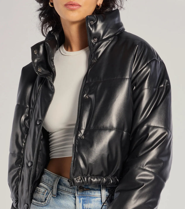 Sleek And Cozy Faux Leather Puffer Jacket | Windsor