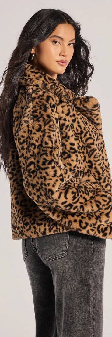 Luxe Glam Leopard Print Faux Fur Jacket