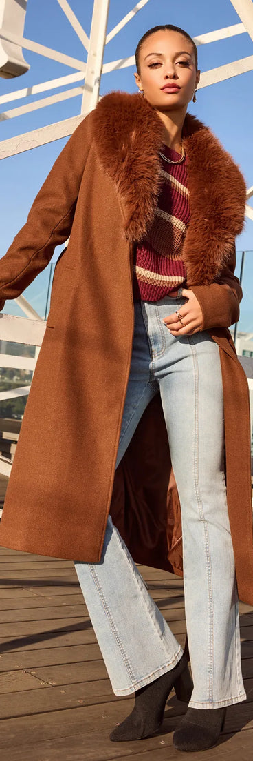 Lavish Layers Faux Wool Trench Coat