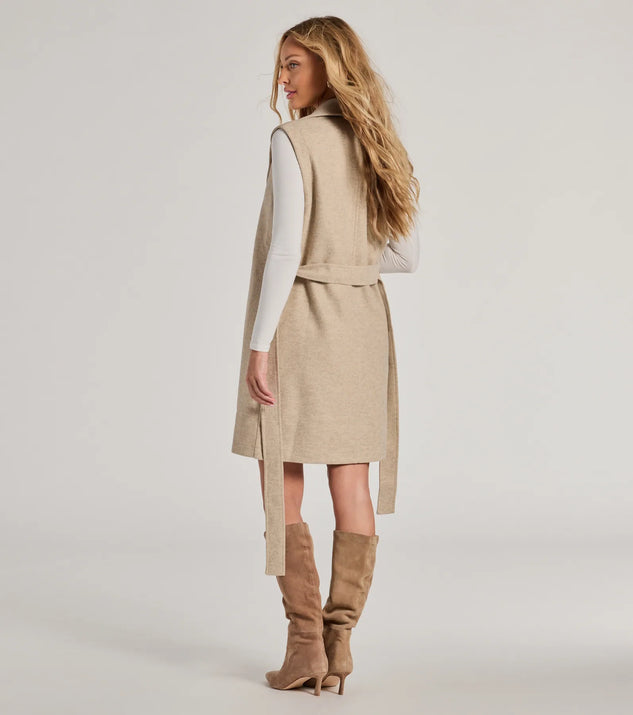 chinese dress ladies Autumn Chic Faux Wool Long Belted Vest main image 1