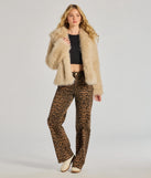 Celebrate in style with this stunning taupe going-out outfit essential, the Glam Aura Faux Fur Jacket, featuring the latest statement-making details and a glamorous design perfect for any festive 2025 event.