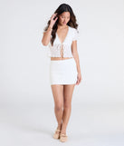 Stay on-trend this season with the Breezy Vibes Lace Tie-Front Top in ivory, a must-have for creating stylish and effortless spring outfits for women.