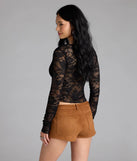 Serve effortless style and scroll-stopping energy in the Delicate Flair Floral Lace Tie-Front Top, part of a black matching clothing set that does the work for you with bold, polished vibes from top to bottom.