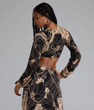 Under The Sun Tropical Tie-Front Crop Top
