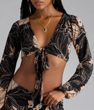 Under The Sun Tropical Tie-Front Crop Top
