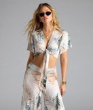 Mornings In Tulum Tropical Tie-Front Crop Top