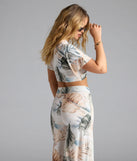 Mornings In Tulum Tropical Tie-Front Crop Top