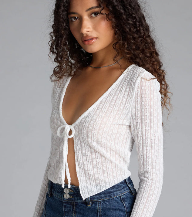 Breezy Beauty Floral Lace Tie-Front Top | Windsor