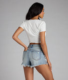 Perfect for layering or wearing solo, this short sleeve top features the Flirt Served Tie-Front Crop Top in white for effortless everyday styling with jeans, cargos, or skirts.