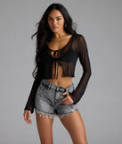 Sultry Take Tie-Front Long Sleeve Crop Top