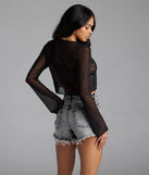 Sultry Take Tie-Front Long Sleeve Crop Top