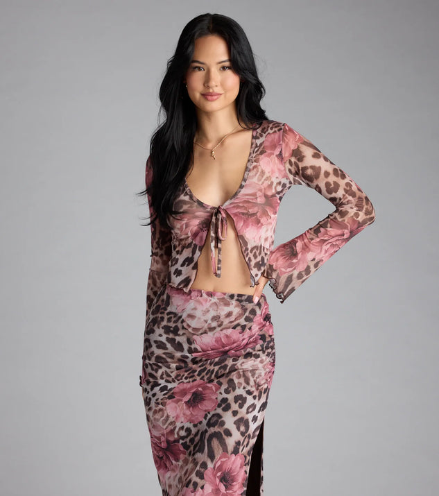 Fierce And Flirty Leopard Floral Tie-Front Top | Windsor