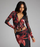 Soft Serve Floral Ruffle Tie-Front Top