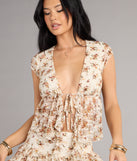 Romance In Bloom Floral Tie-Front Top