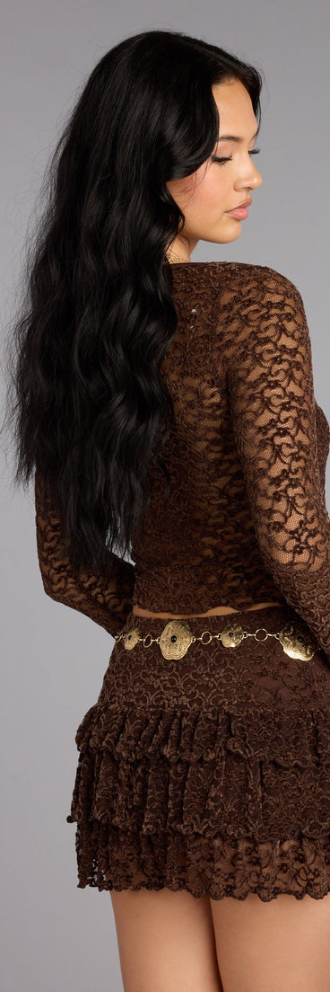 Sultry Sweet Lace Tie-Front Top