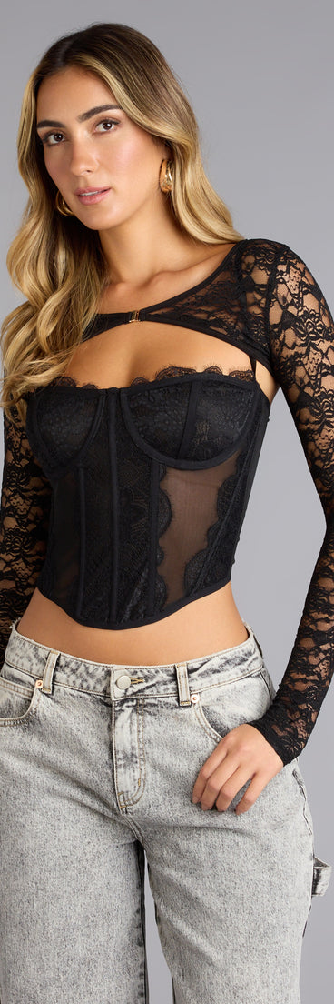 Trendy women’s tops in 0, like the Delicate Edge Lace Bolero, bring effortless style for fall layering, lounging, or going out.