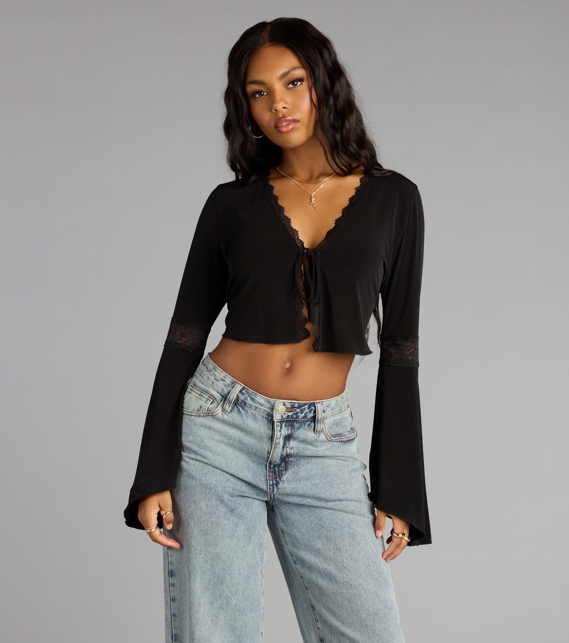 Whisper Lace Tie Front Top | Windsor