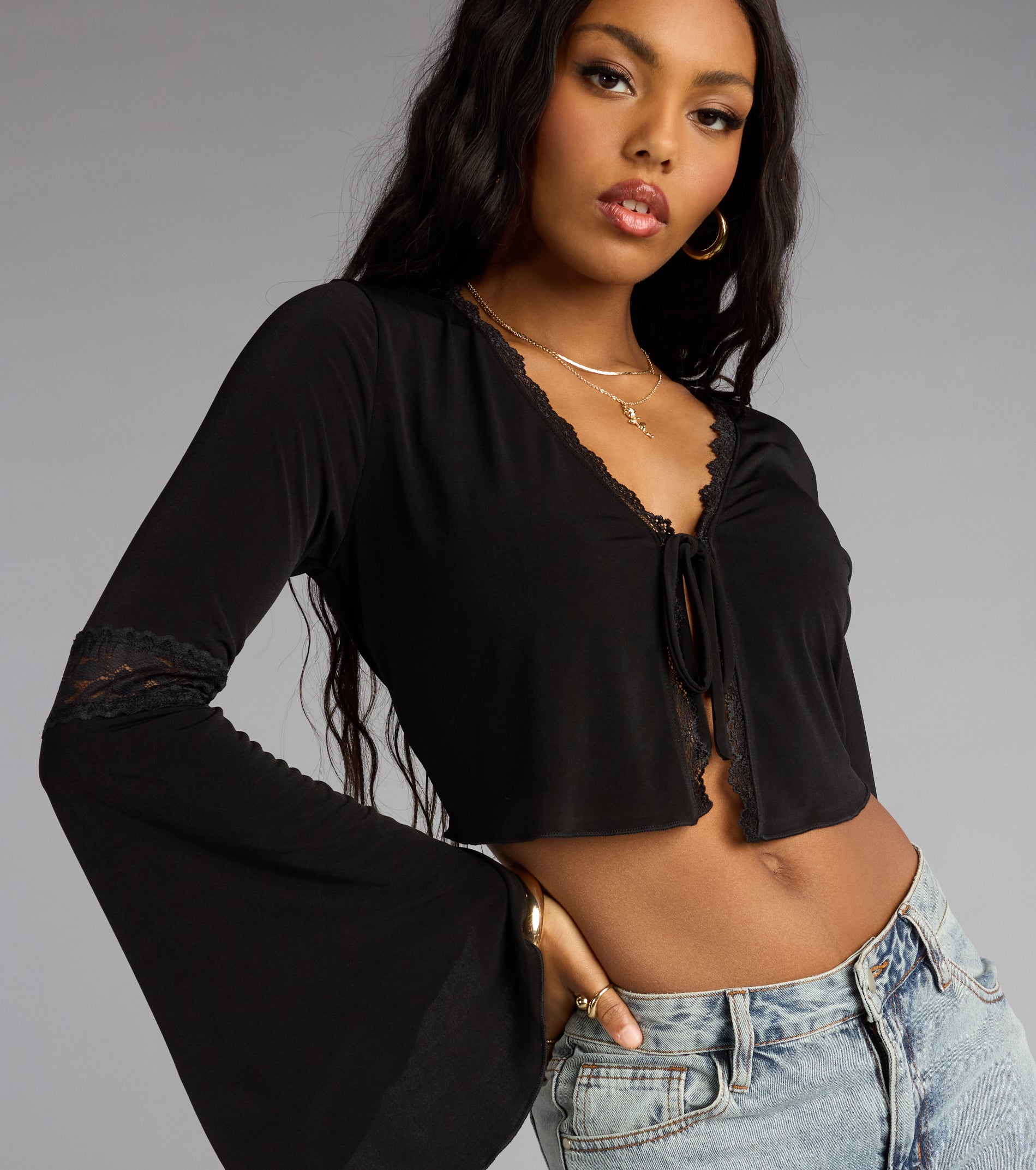 Whisper Lace Tie Front Top | Windsor
