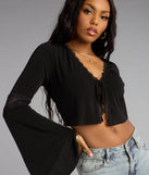 Whisper Lace Tie Front Top
