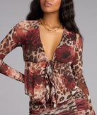 Untamed Bloom Tie-Front Crop Top