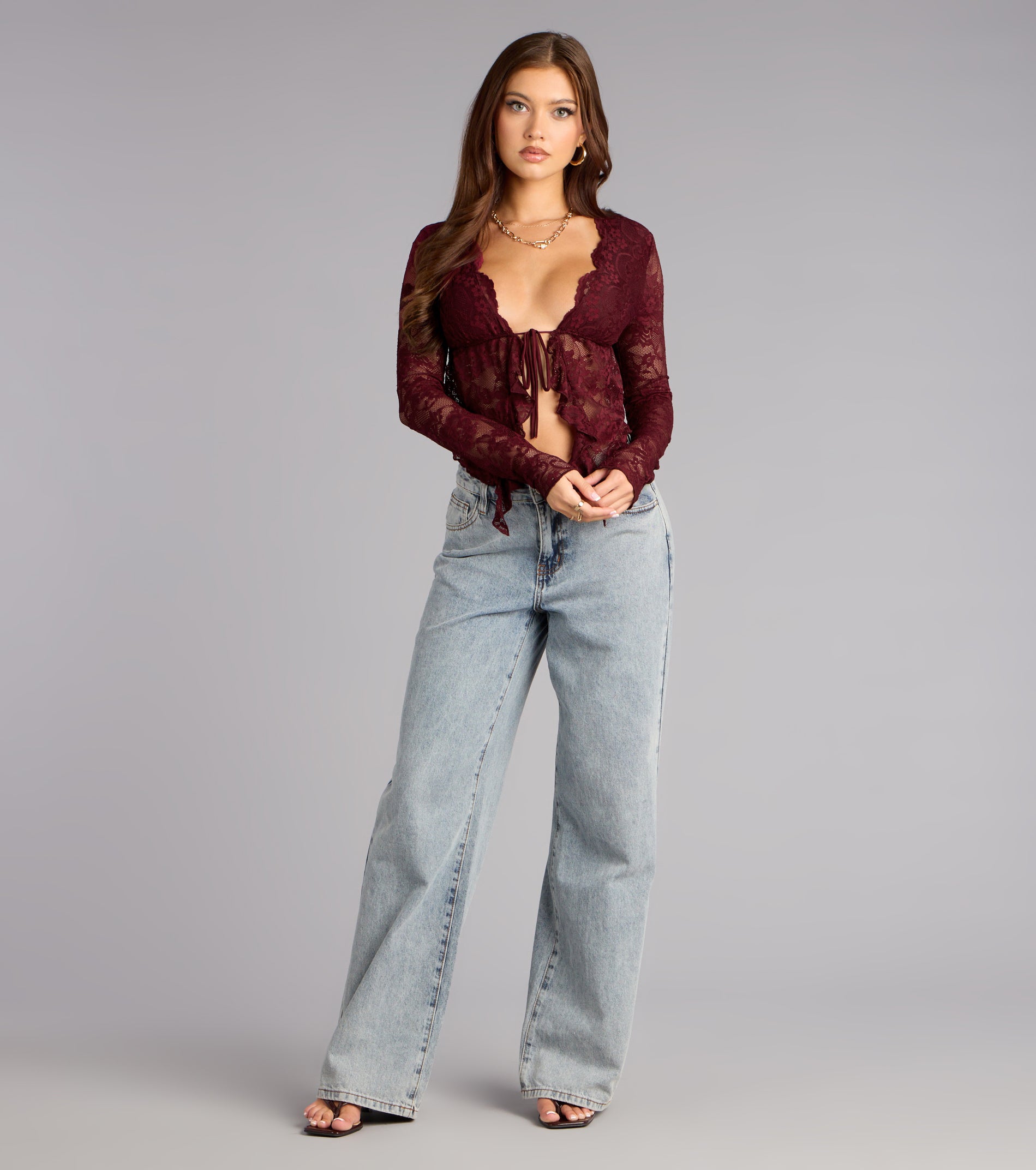 Lace Tie-Front Top | Windsor