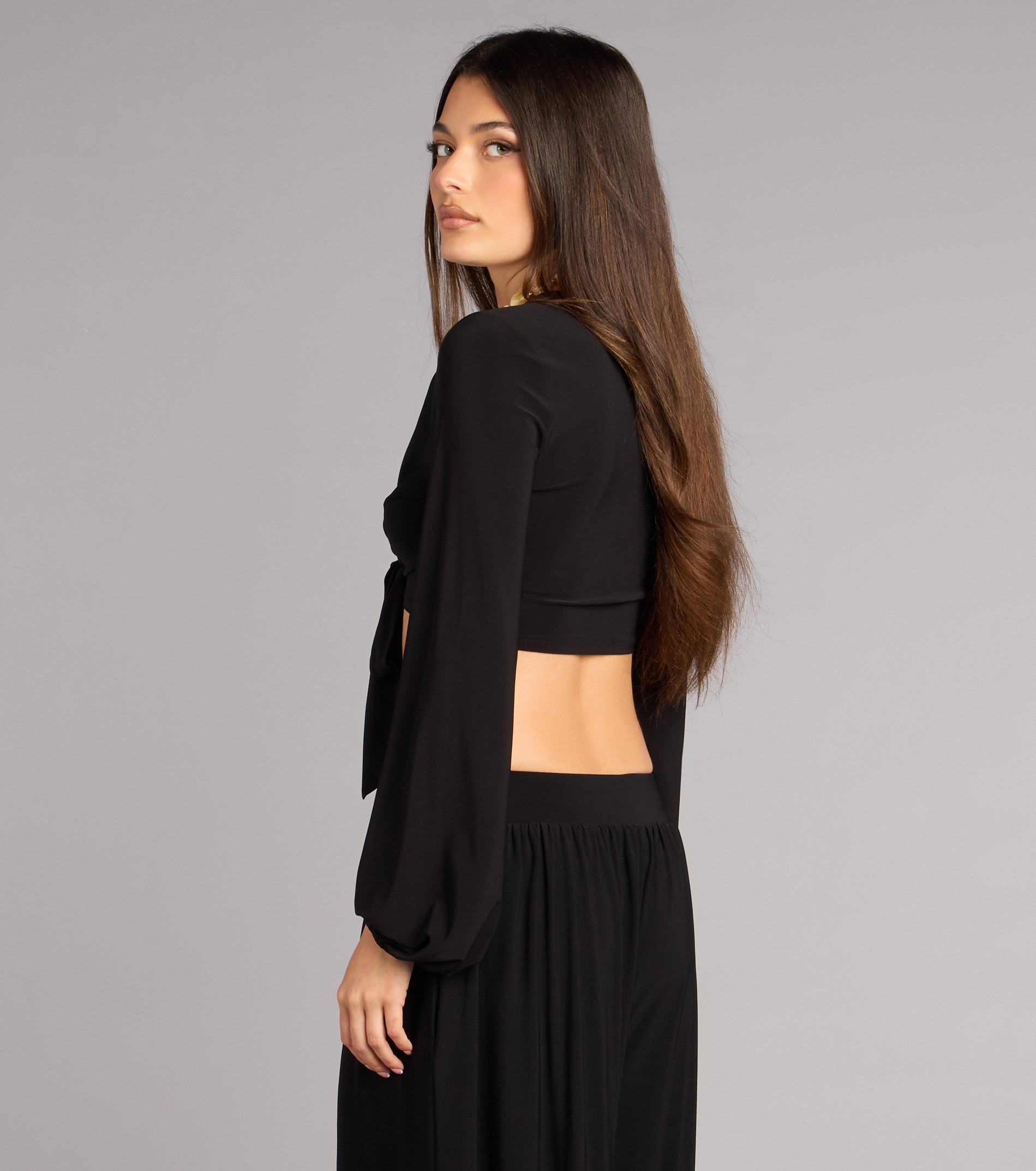 Weekend Mood Long Sleeve Tie-Front Crop Top | Windsor