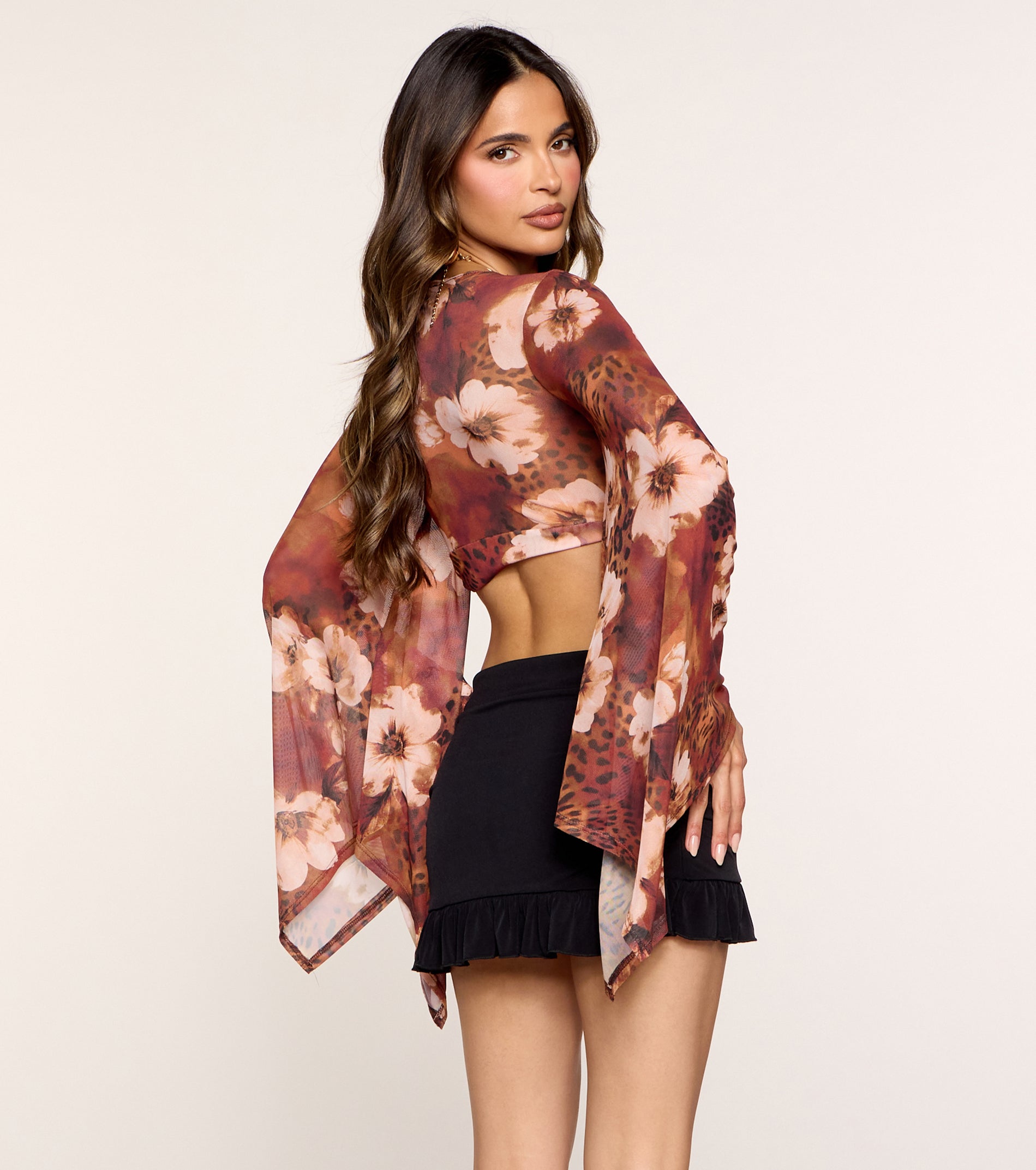 Untamed Bloom Floral Mesh Tie-Front Top | Windsor Untamed Bloom Floral Mesh Tie-Front Top | Windsor