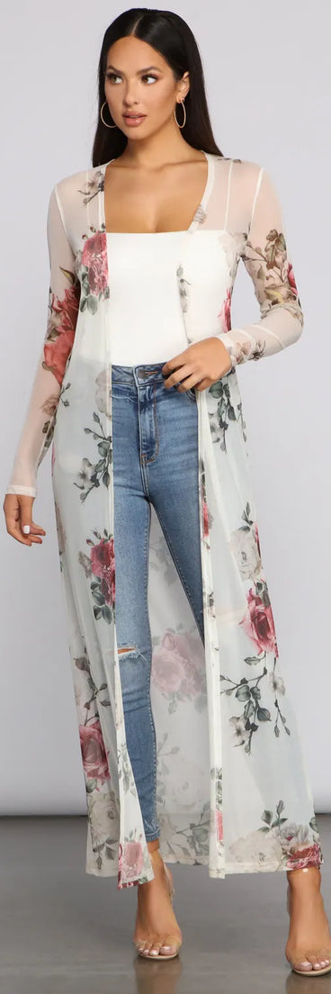 Flowy In Floral Mesh Duster