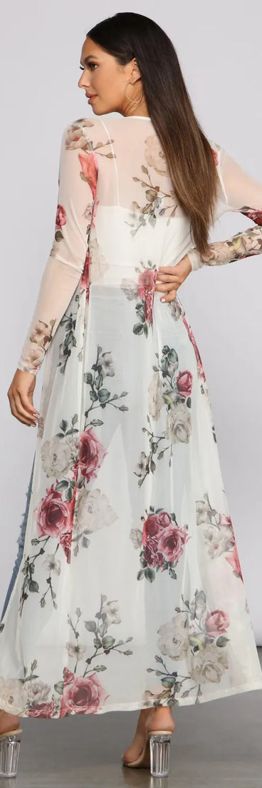 Flowy In Floral Mesh Duster